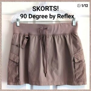 90 Degree By Reflex CITYLITE TRAILBLAZER CARGO HIKE SKORTS Tan Khaki Large